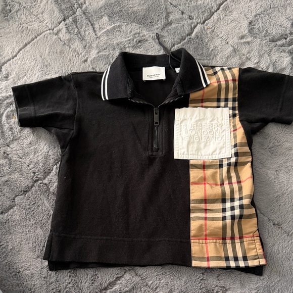 Burberry Other - Burberry Black Polo with Beige Check Panel